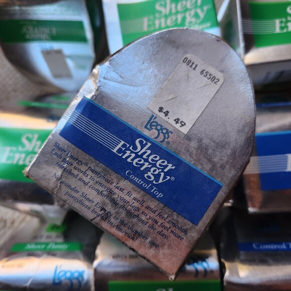 11 Leggs Sheer Energy Control Top Pantyhose Jet Off Black Sheer Toe Size B Boxed - Picture 6 of 6